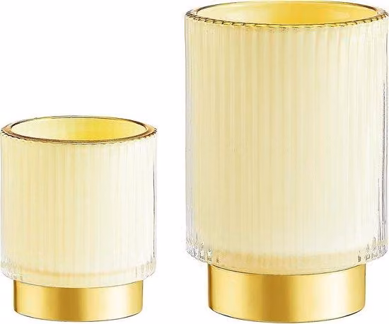 Portaoggetti per sedia da ufficio - Design a righe su vetro - 9,2 x 9,2 x 13,7 cm - Bianco latte