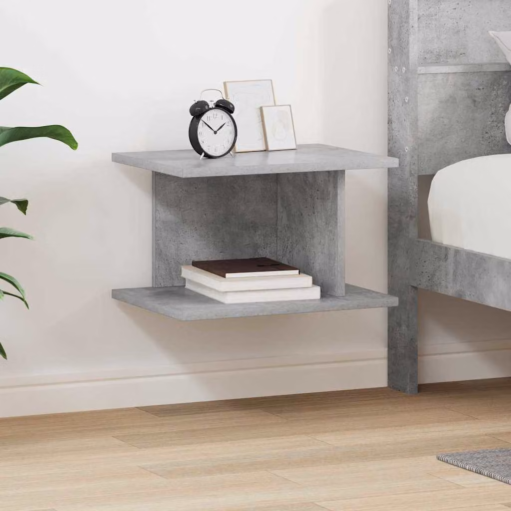 Comodino moderno vidaXL in legno MDF grigio cemento, sospeso, L 40 x P 30 x H 25 cm