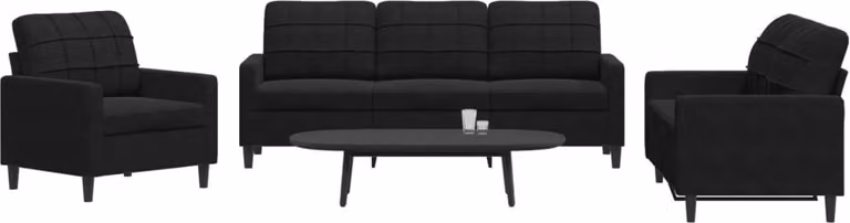 Maison Exclusive - Set divano a 3 pezzi con cuscini in velluto nero