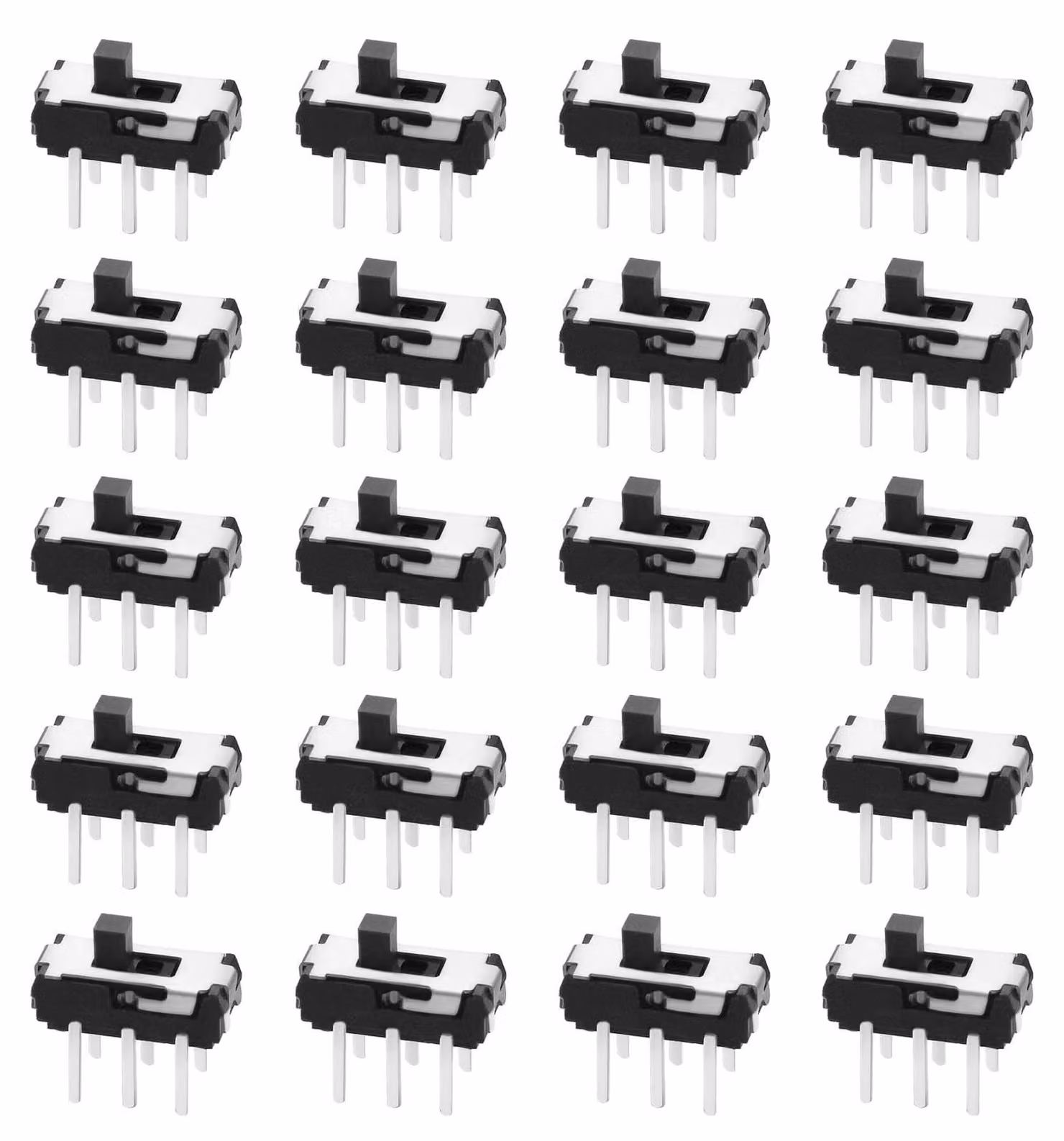 Interruttori a levetta, 100 pezzi, 6 poli, DPDT, 0,3 A, DC 50 V, dimensioni 8,5 x 9 x 3,3 mm