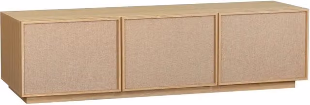 Mobile TV moderno SWEEEK in legno e plastica marrone con 3 ante, L: 180 cm, P: 45 cm, H: 43 cm