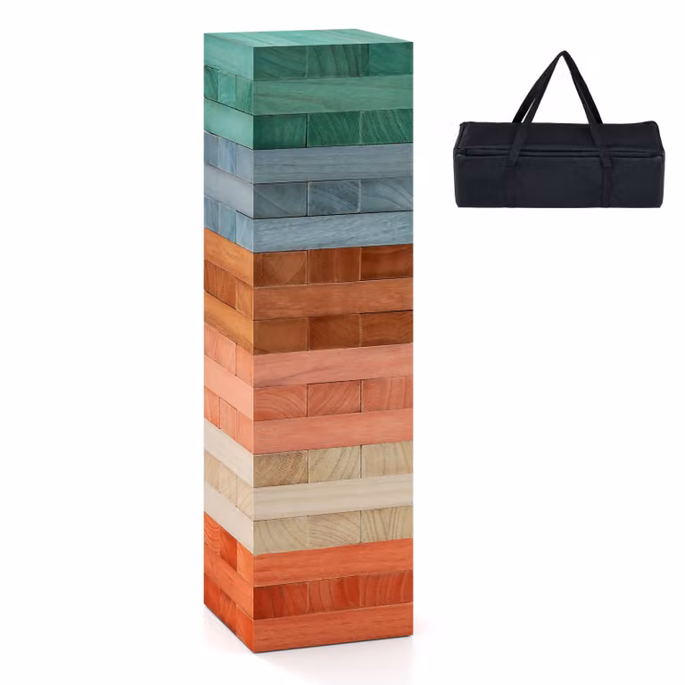 Costway Gioco di equilibrio in legno multicolore con 54 pezzi per bambini e famiglia