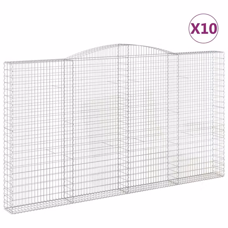 Cesti Gabbioni ad Arco 10 pz 400x30x220/240 cm Ferro Zincato