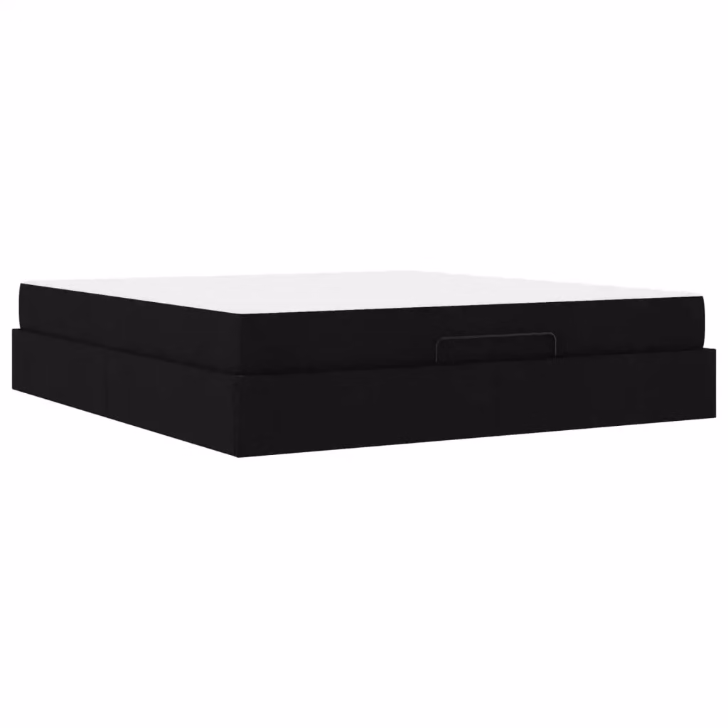 Set letto vidaXL con struttura imbottita in tessuto e 2 materassi in schiuma, Nero, L: 180 cm x P: 200 cm – 2