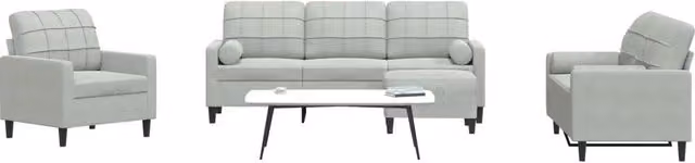 Set di Divani 4 pz con Cuscini e Rinforzi Grigio Chiaro Velluto 3278381