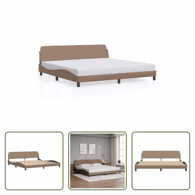 The Living Store Giroletto con testiera cappuccino-marrone 200x200 cm in ecopelle