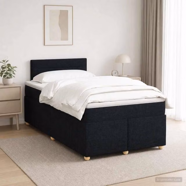 Letto box spring con materasso ibrido vidaXL nero L/P: 120 x 200 cm
