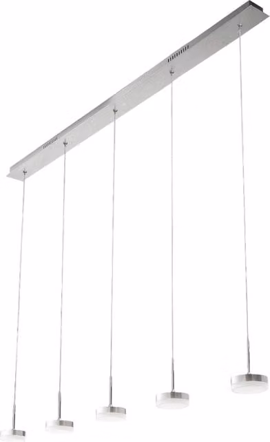 Lampada a sospensione Dunk 5 luci Fabas Luce - LED 40W dimmerabile - Alluminio Spazzolato Design lineare