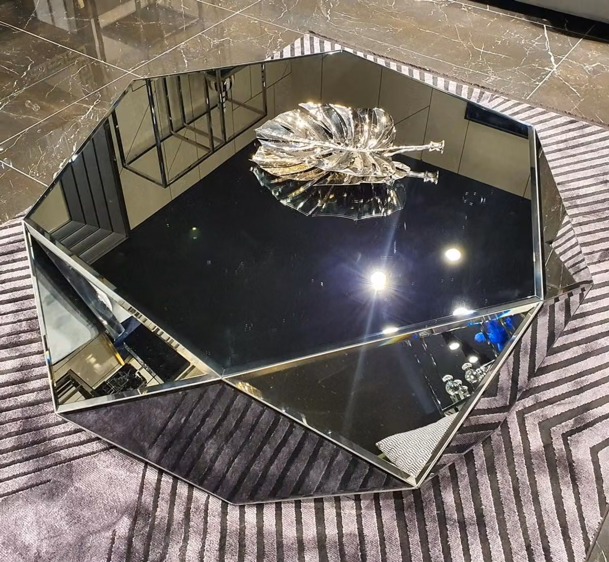 Tavolino Casa Padrino 90 x 90 x H. 45 cm - Tavolino da salotto a specchio - Mobile da salotto a specchio
