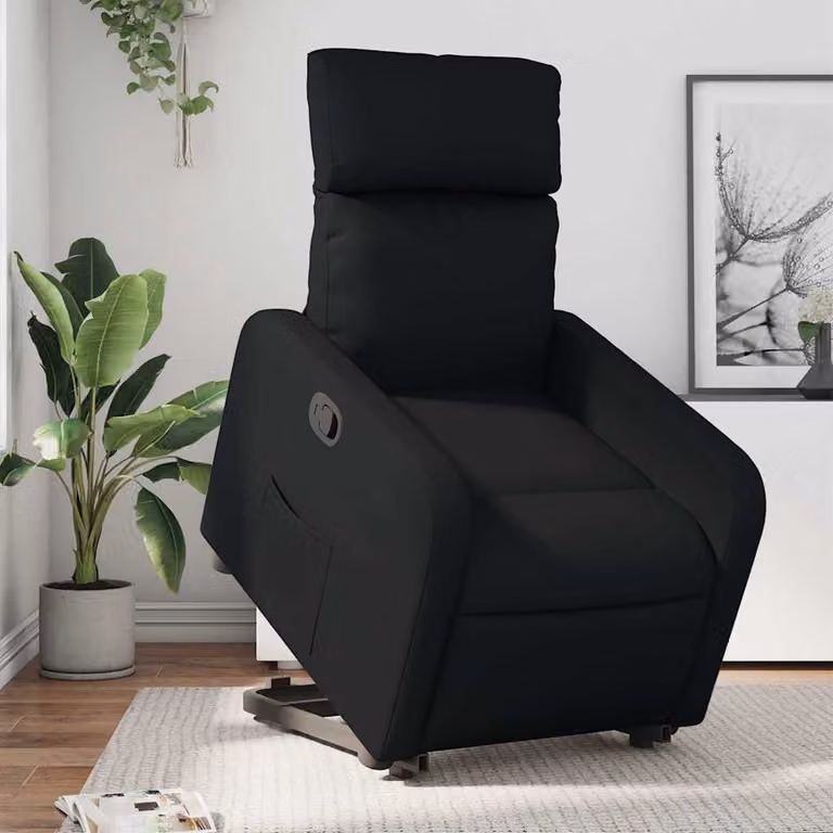 vidaXL Poltrona Alzapersona Reclinabile Nera in Similpelle con Assistenza Elettrica