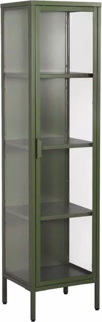 Vetrina in acciaio e vetro temperato con 1 anta, 160cm, verde