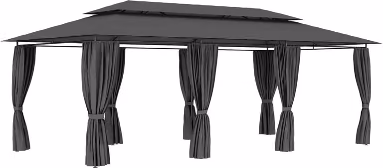 The Living Store gazebo con tende 600x298x270 cm antracite