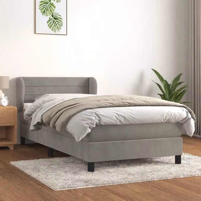 Giroletto a Molle con Materasso-Struttura Letto Grigio Chiaro 90x200 cm Velluto 658443