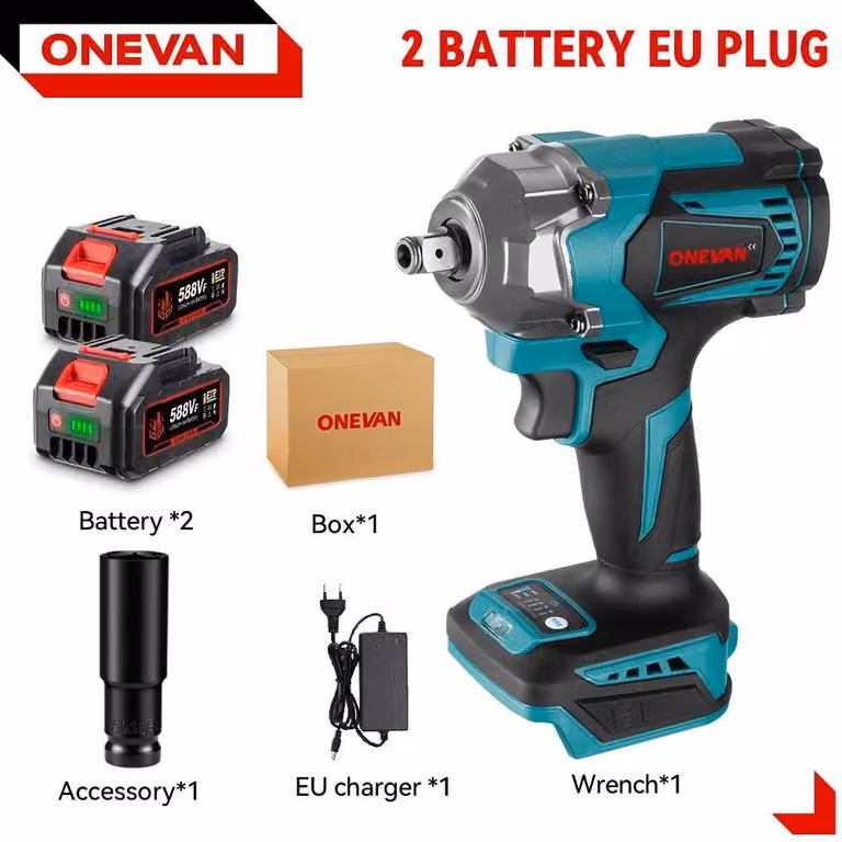 Avvitatore a impulsi - A batteria - Attacco quadrato da 1,27 cm - Senza spazzole 18 V - Max. 1200 Nm - 6800 giri/min - 7200 colpi/min - 2 batterie - Grigio