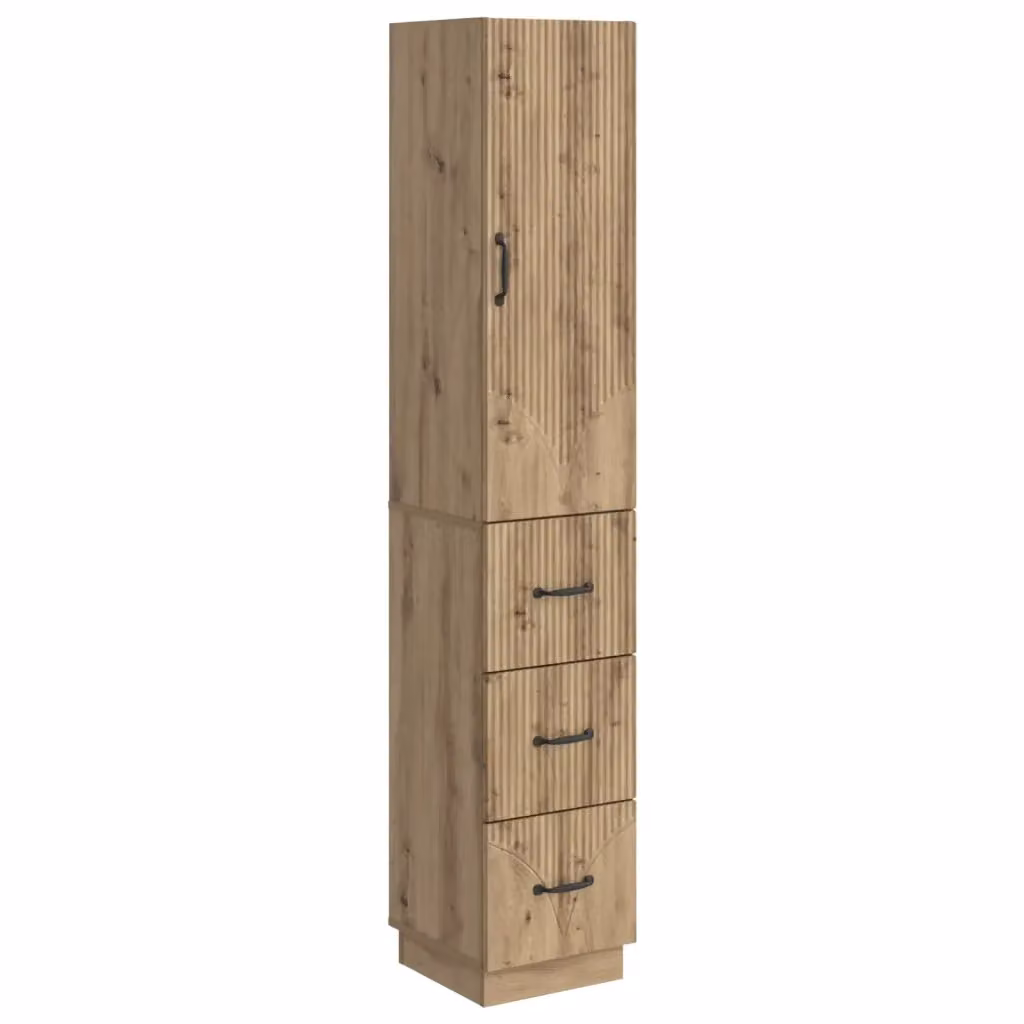 Set di 2 armadi moderni vidaXL in legno e metallo marrone con ante scorrevoli, ripiani e cassetti interni, L/P/H: 33 x 34,5 x 87 cm – 2