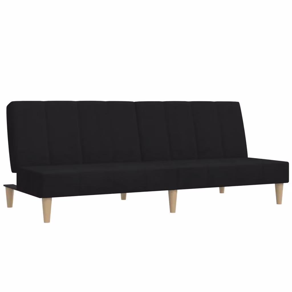 Divano Letto Click-Clack Moderno vidaXL in Tessuto Nero con Struttura in Legno Solido e Poggiatesta Regolabile, Dimensioni Letto: 100 x 200 cm – 2