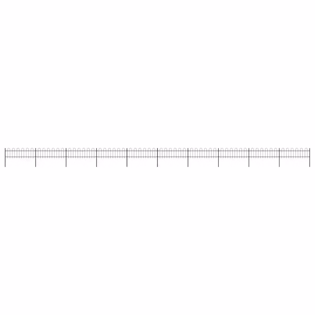 Recinzione da giardino vidaXL in acciaio con parte superiore ad anello, colore nero, L: 1673 cm, H: 60 cm