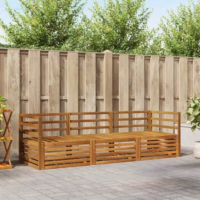Set di divani da esterno 3 pz Naturale Legno di Acacia Massello 3372919