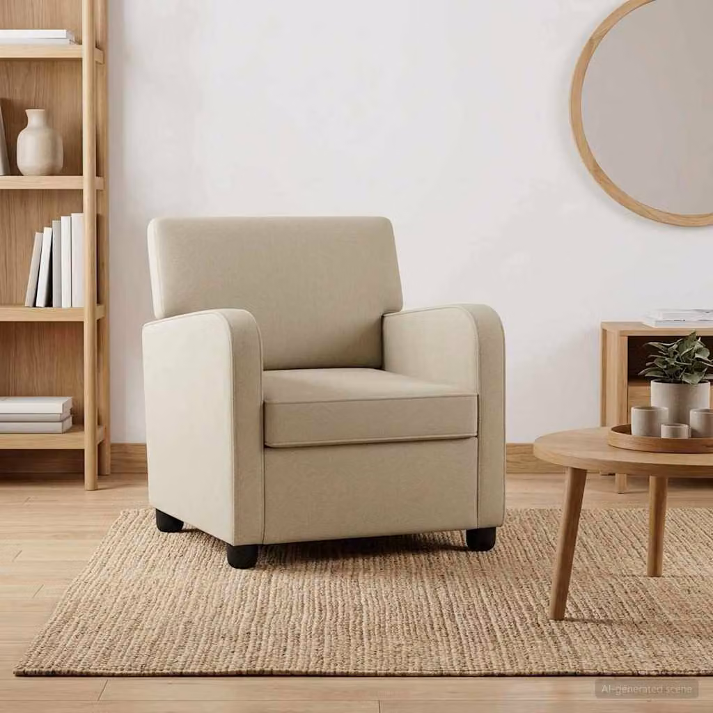 Poltrona moderna vidaXL in velluto color sabbia con braccioli