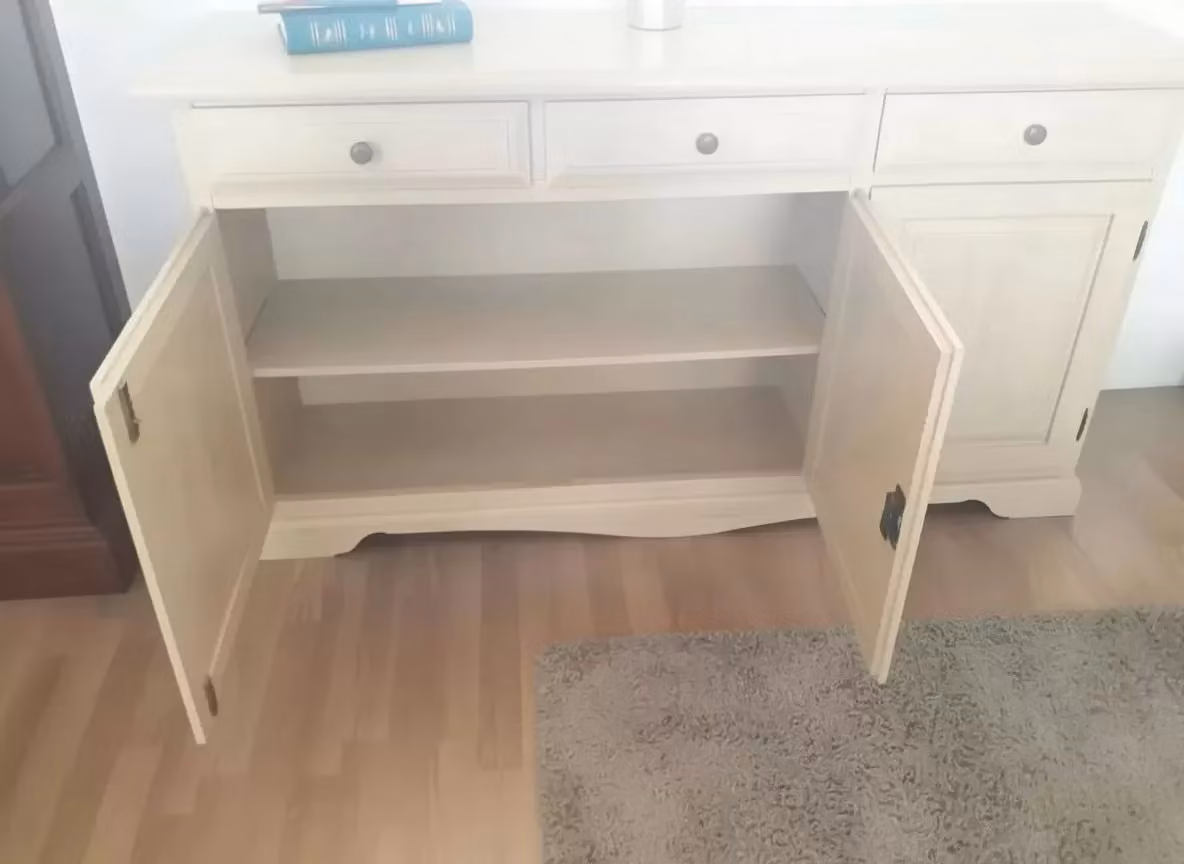 Madia credenza in legno con 3 ante color avorio patinato Mobili 2G L: 156 cm, P: 42 cm, H: 85 cm – 2