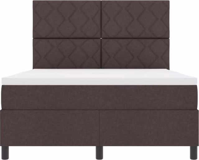 Letto a molle moderno vidaXL con testiera in tessuto marrone e illuminazione sottostante, dotato di porte USB e cassetti, L/P: 160 x 200 cm