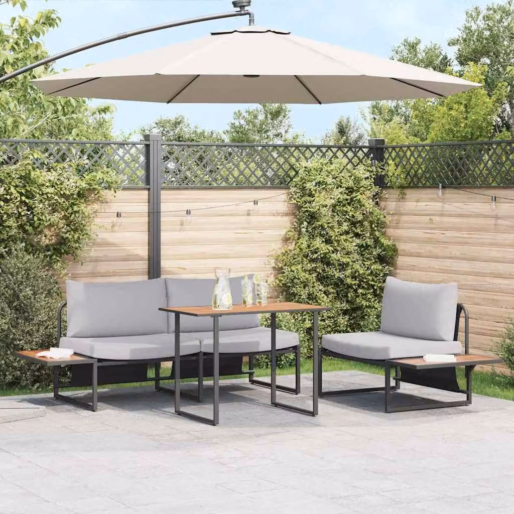 Maison Exclusive - Set da Pranzo per Giardino 3 pcs Grigio chiaro Acciaio