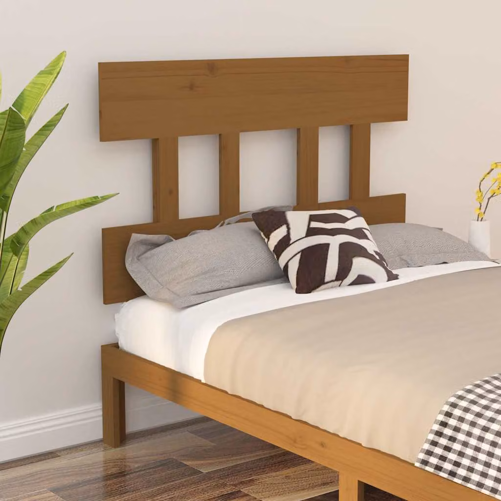 Testiera per letto vidaXL in legno massello di pino color marrone, stile rustico, L: 93,5 cm, P: 3 cm, H: 81 cm