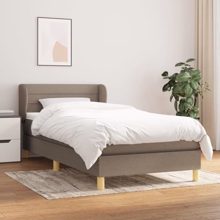 The Living Store Letto a molle con materasso Taupe 80x200 cm in tessuto