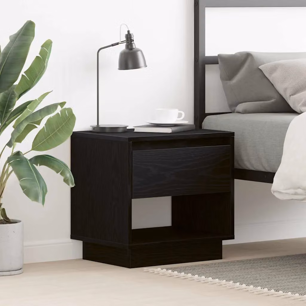 Comodino vidaXL in stile rustico nero in legno MDF L: 45 cm, P: 34 cm, H: 44 cm