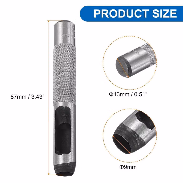 Lochstanzer circolare da 9 mm Acciaio al carbonio, ideale per la lavorazione di pelle, cinture e carta