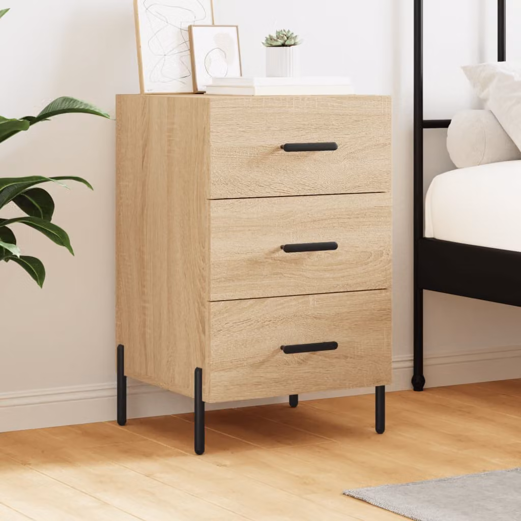 Comodino vidaXL in Rovere Sonoma e Legno Multistrato, L/P/H: 40 x 40 x 66 cm