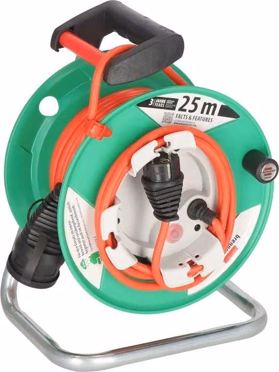 Avvolgicavo da esterno IP44 per attrezzi da giardino con cavo da 23+2 m