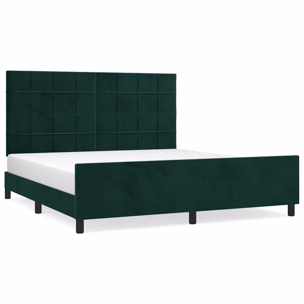 Letto con Giroletto e Testiera in Velluto Verde Scuro vidaXL L/P: 180 x 200 cm – 2