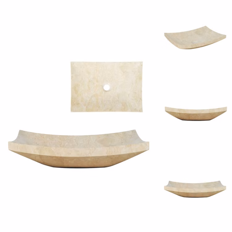 vidaXL Lavabo 50x35x12 cm in marmo color crema - Lavabo da bagno