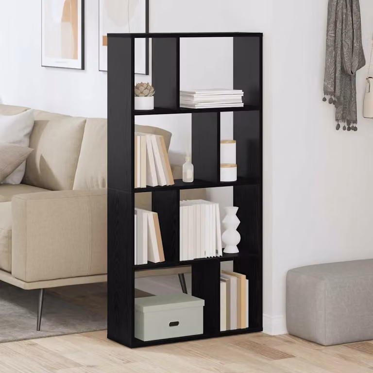 vidaXL Armadio per Libri Moderno a 8 Livelli, Colore Nero, L 60 x P 20 x H 120,5 cm