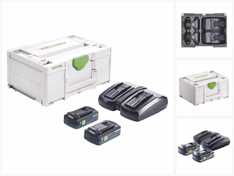 Festool Energy Set SYS 18V 2x4.0/TCL 6 DUO 18 V ( 577109 ) + 2x batteria 4.0 Ah + caricabatterie + Systainer