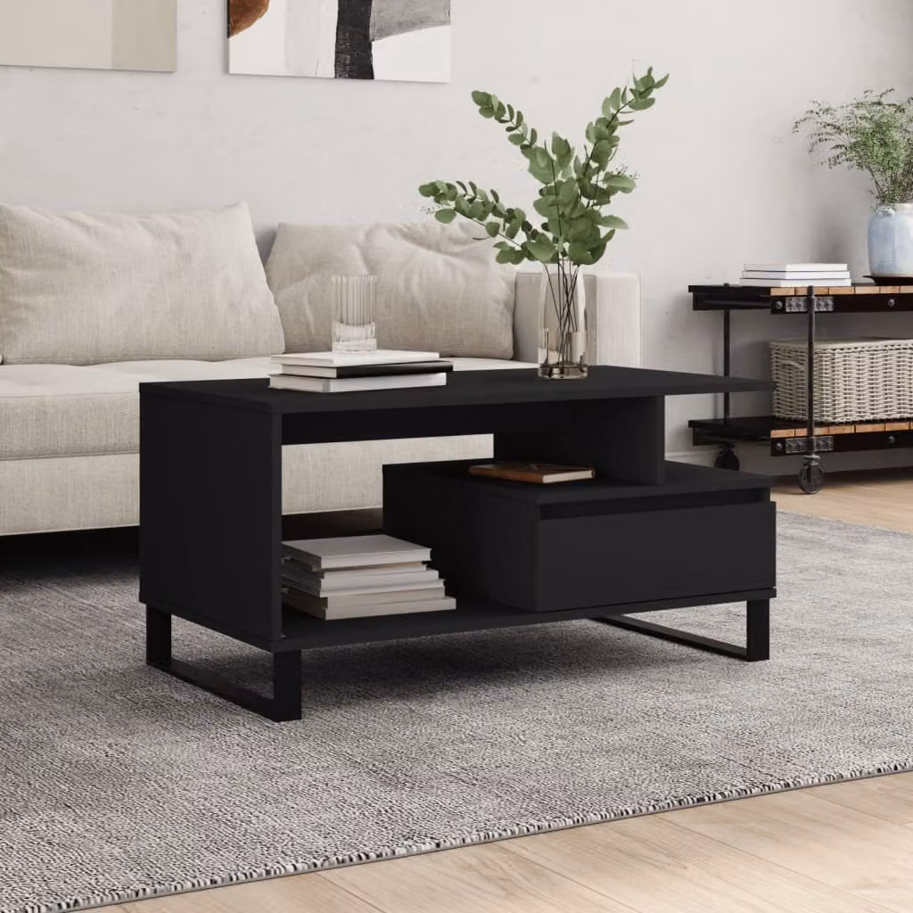 Maison Exclusive - Tavolino nero 90x49x45 cm Materiale ligneo