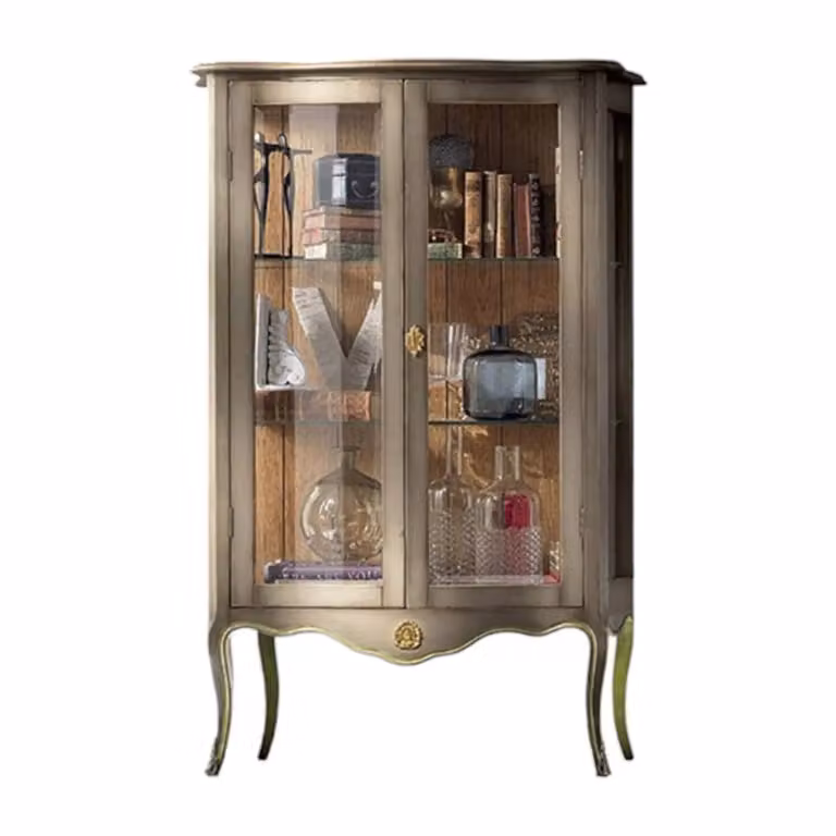 Vetrina classica con 2 ante in vetro e ripiani interni in stile shabby di Mobili 2G L/P/H: 100 x 40 x 150 cm