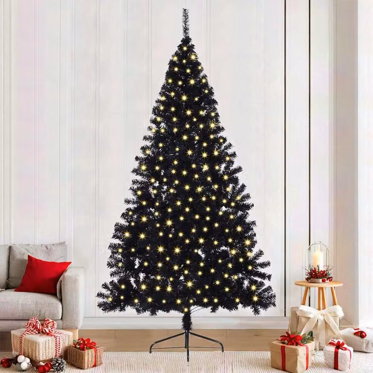 Maison Exclusive - Albero di Natale artificiale preilluminato nero, 240 cm, in PVC