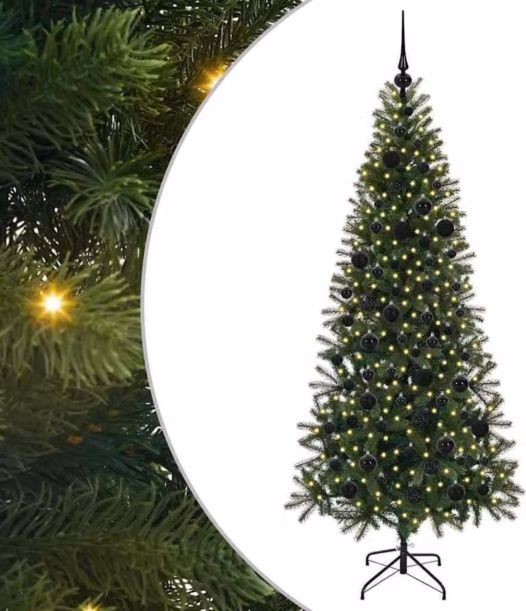 Albero di Natale artificiale con 300 LED Verde 180 cm PE e PVC
