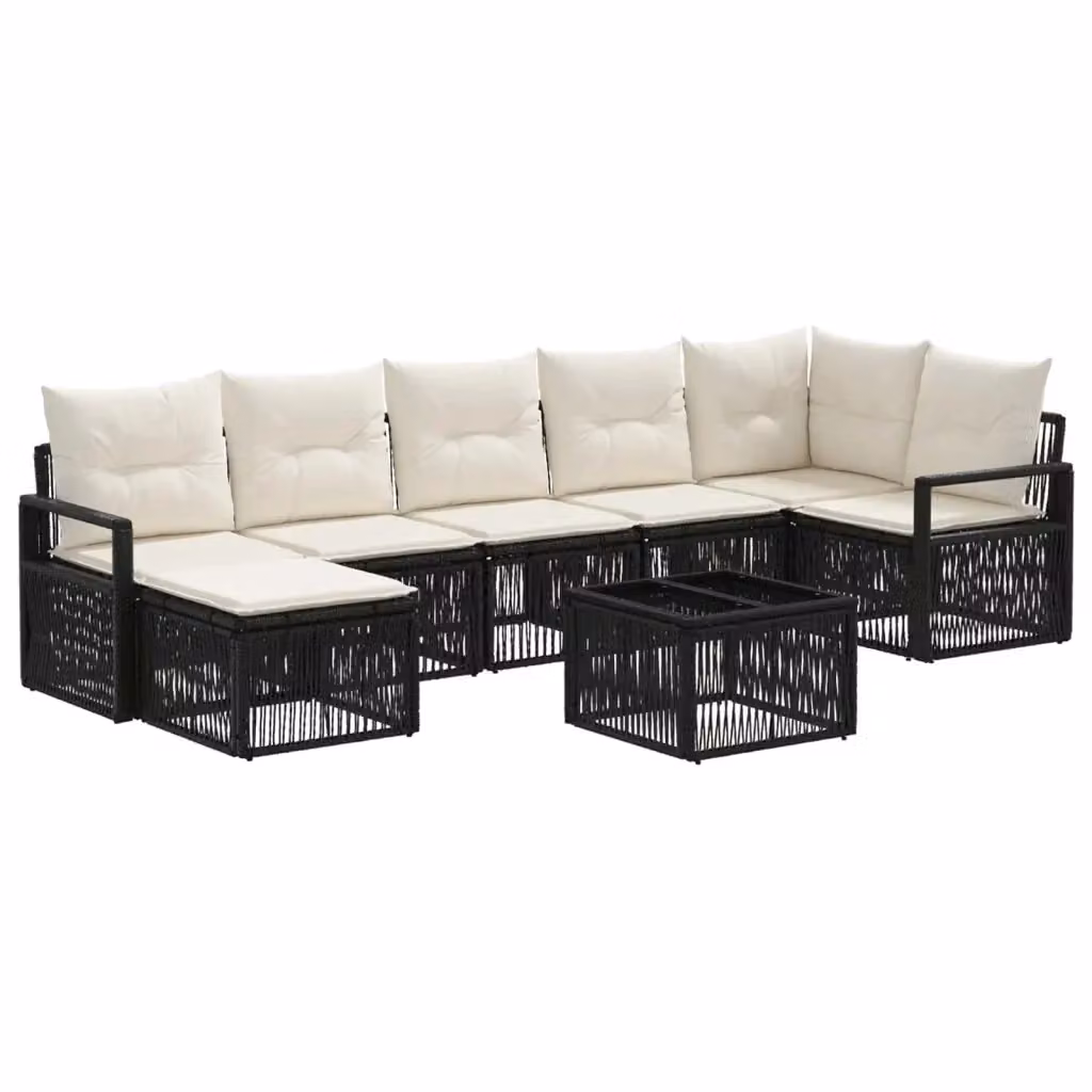 Set Divano da Giardino a L vidaXL in Polyrattan Nero con Cuscini e Tavolino da 8 Pezzi – 2