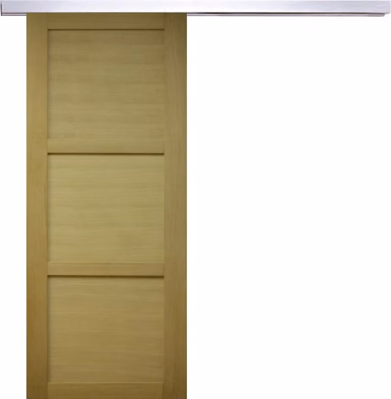 Porta scorrevole in legno Ayous 3 ante H204 x L83 cm, binario in alluminio GD MENUISERIES
