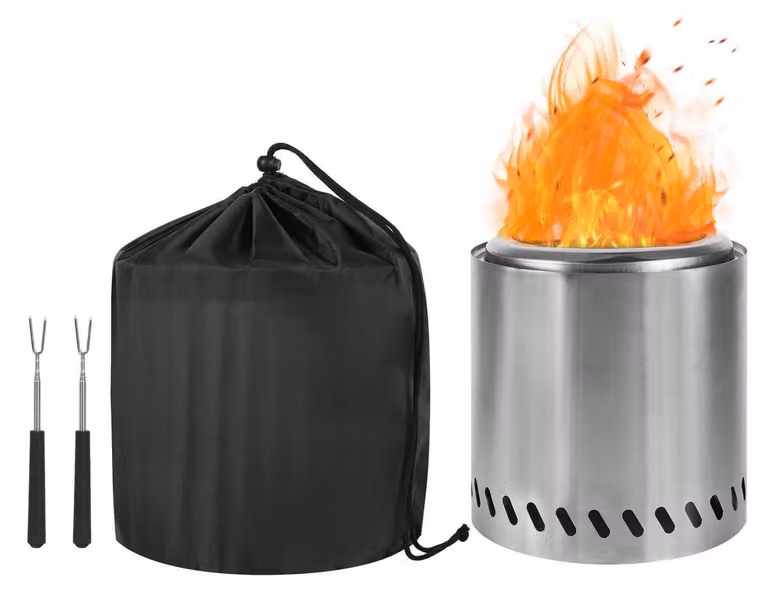 Ciotola per il fuoco da 22 cm, in acciaio inossidabile – Fornello da campeggio portatile per esterni e braciere per giardino, barbecue e cucina