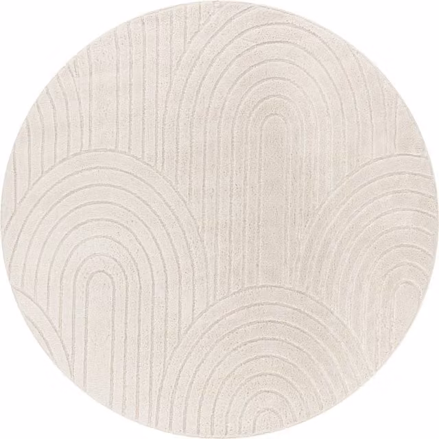 Tappeto moderno Tokko beige rotondo Diametro: 160 cm – 1