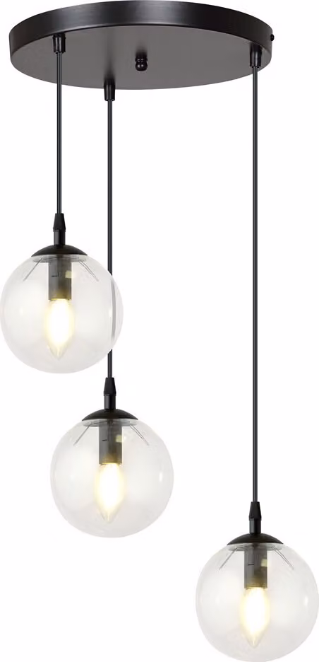 Lampadario Emibig 3xE14 40W COSMO 3 NERO TRASPARENTE PREMIUM 711/3PREM
