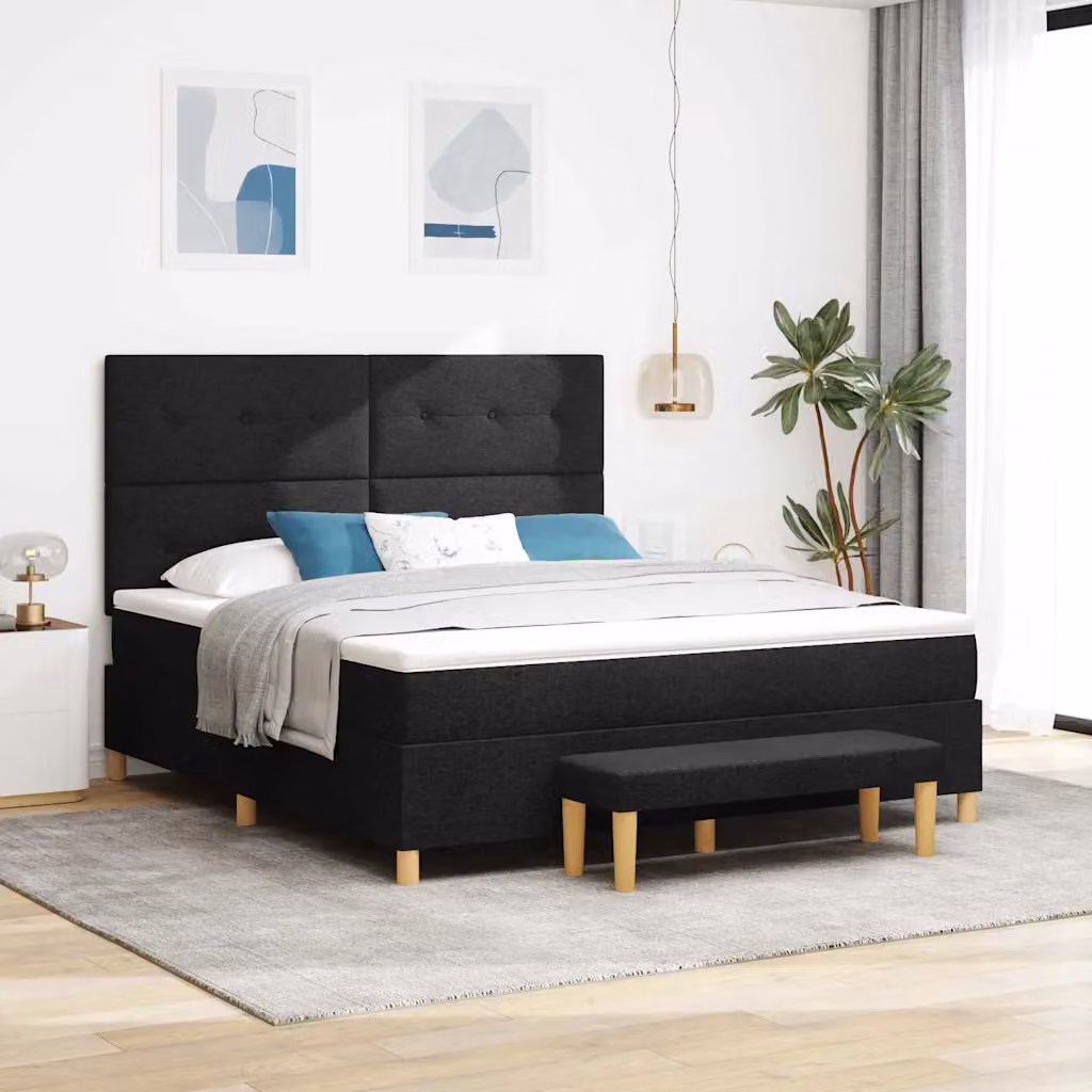 Letto a molle con materasso vidaXL Nero in Tessuto L: 180 cm, P: 200 cm – 1