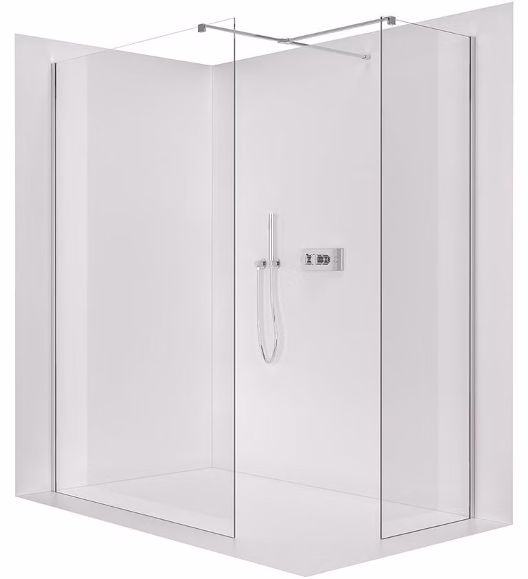 Pannello doccia angolare Walk-in Onyx T, versione sinistra/destra - 8 mm - profilo quadrato - cromato, vetro trasparente - 120x70x200 cm