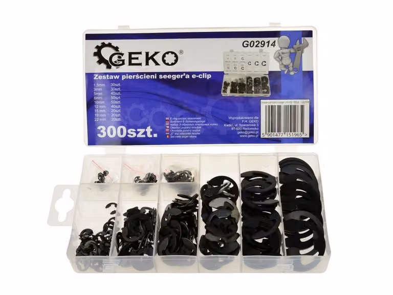 Anello di sicurezza Seger GEKO (E-KLIP), set da 300 pezzi G02914