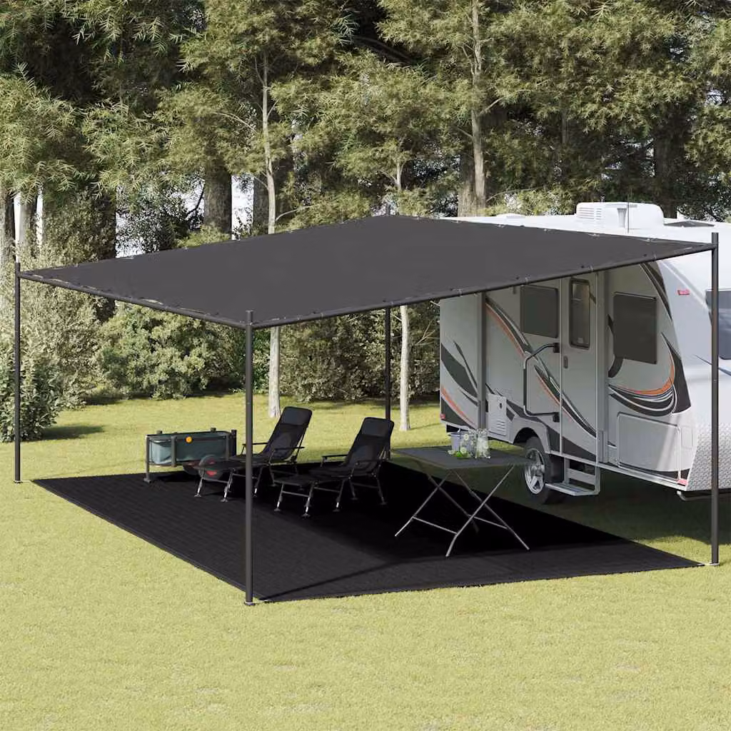 Tappeto da tenda vidaXL moderno in polietilene nero per giardino e terrazzo L: 600 cm, P: 400 cm