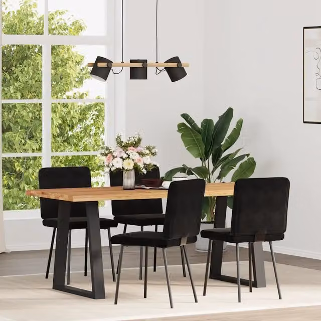 Sedie da Pranzo 4 pz | Sedie da cucina Nere in Velluto